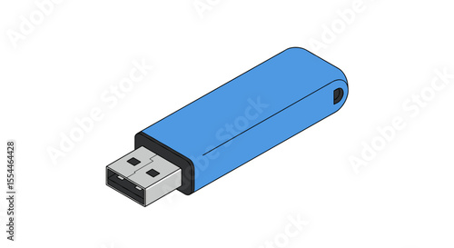 Usb flash drive vector illustration: flat isometric design for digital media and storage concepts