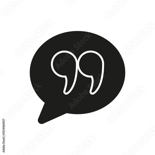 Quotation Speech Bubble Solid Icon. Communication, Dialogue, And Quotation Mark Silhouette Symbol. Messaging And Conversation. Isolated Vector Illustration