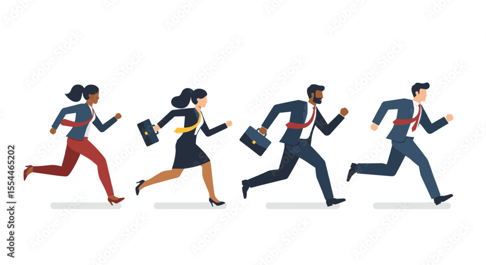 Business race vector illustration: competition and success theme for design in flat style Business race vector illustration: competition and success theme for design in flat style
