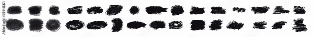 Obraz premium Set of of a collection of black brush strokes created in a grunge style. Vector.