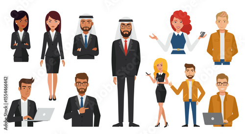 Business professionals vector illustration - office team characters for corporate design in flat cartoon style