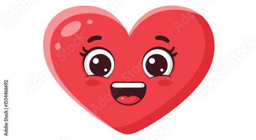 Cute smiling heart vector illustration for valentine's day card in cartoon style