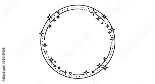 Celestial circle frame in minimal style - vector illustration for design and decoration