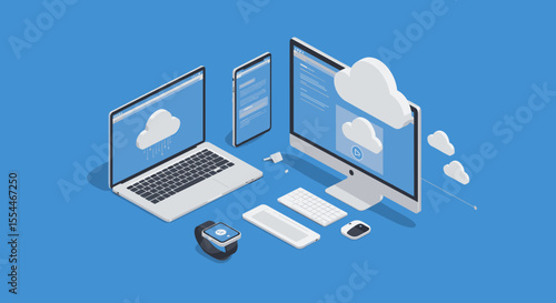 Wallpaper Mural Cloud computing devices vector illustration - technology concept for digital services design in isometric style Torontodigital.ca
