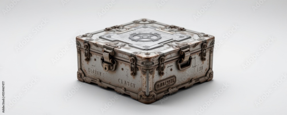 Fototapeta premium Ornate Silver Jewelry Box on White Background