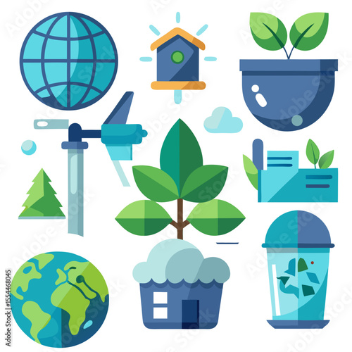 Collection of ecofriendly icons representing sustainability