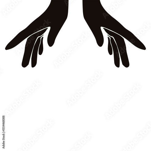 God blessed hands silhouette. Vector illustration of human hands isolated transparent background.  EPS 10