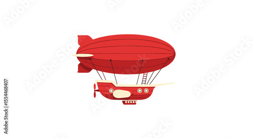Red airship vector illustration for print or poster design in flat style