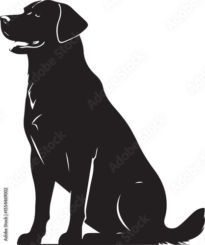 Black Labrador silhouette: A striking black labrador silhouette stands out, perfectly poised in a moment of attentiveness. This clean, minimalist depiction captures the essence of loyalty.