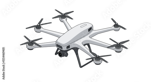 Drone technology vector illustration: hexacopter design for tech poster, flat style