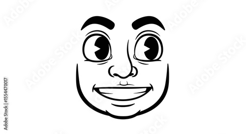 Cartoon smile: black and white vector illustration for design use