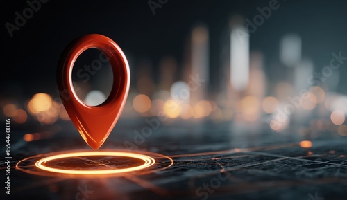 Wallpaper Mural Glowing Cityscape Map with Red Location Pinpoint Torontodigital.ca