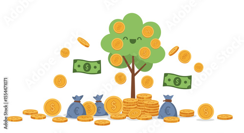 Investment growth concept: flat vector illustration for finance education and savings design