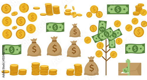 Money growth vector illustration: financial investment concept for design, card, poster, flat style