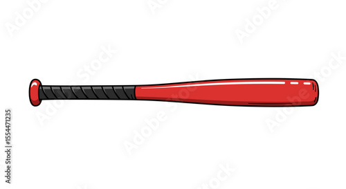 Baseball equipment vector illustration: red bat design for sports flyers and posters in flat style
