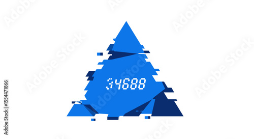 Glitch style abstract christmas tree vector illustration for modern holiday design