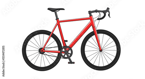 Red road bike vector illustration for cycling enthusiasts - flat design for posters