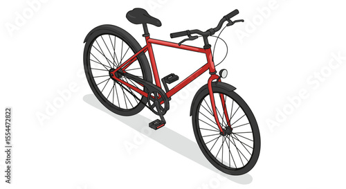 Red bicycle vector illustration in isometric style for design and print