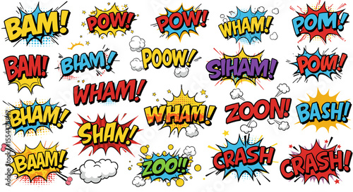 Comic book sound effects vector illustration for pop art design and posters