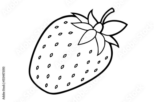 strawberry coloring page line art vector illustration