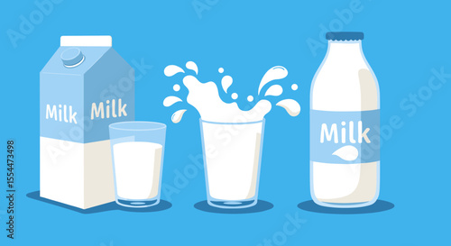 Milk themed vector illustration: design for print and poster in flat style