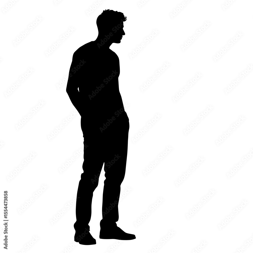 Fototapeta premium Silhouette of man standing, minimalist fashion statement