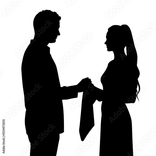 Silhouette of guests exchanging towel, hospitality greeting ritual