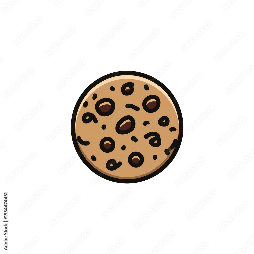Fototapeta premium Delicious Round Cookie With Chocolate Chips On A Plain Background Ideal For Culinary Illustrations And Baking Graphics