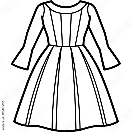 A-Line Dress line art vector