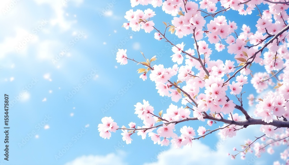 Delicate Cherry Blossoms Against a Clear Spring Sky Delicate Cherry Blossoms Against a Clear Spring Sky