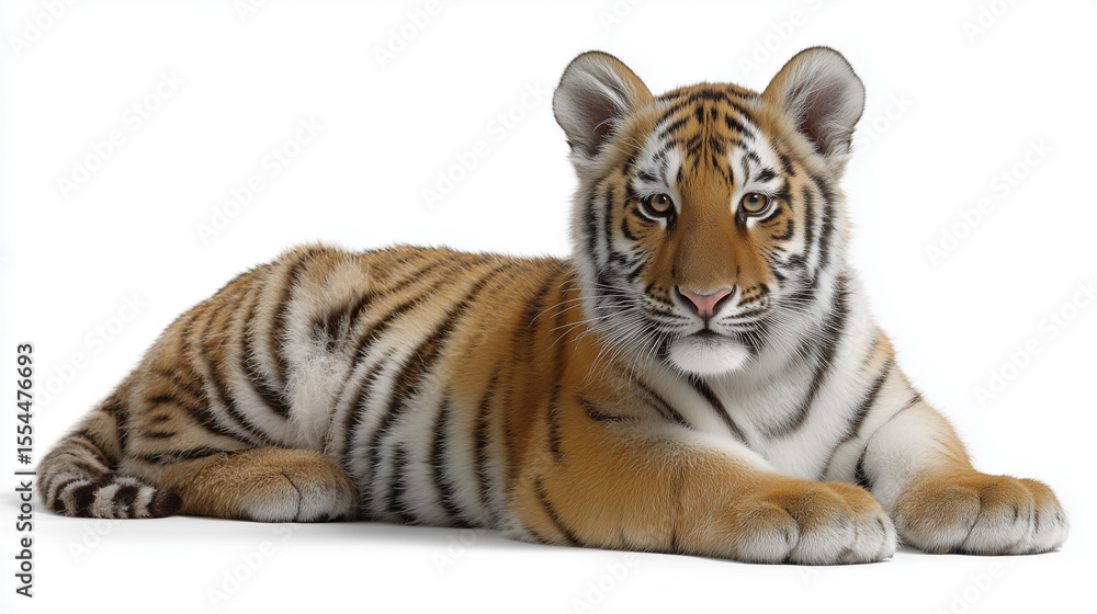 Obraz premium Young Tiger Relaxing with Curious Expression