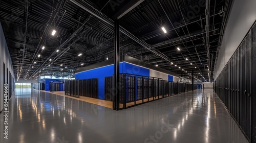 Interior view of a modern server room.