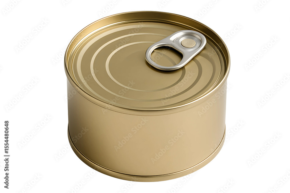 Golden Round Can - Sealed Food Packaging - Product Blank Isolated transparent background Golden Round Can - Sealed Food Packaging - Product Blank Isolated transparent background