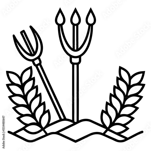 Cultivator line art vector
