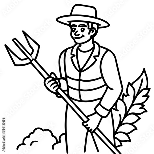 Cultivator line art vector
