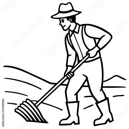 Cultivator line art vector