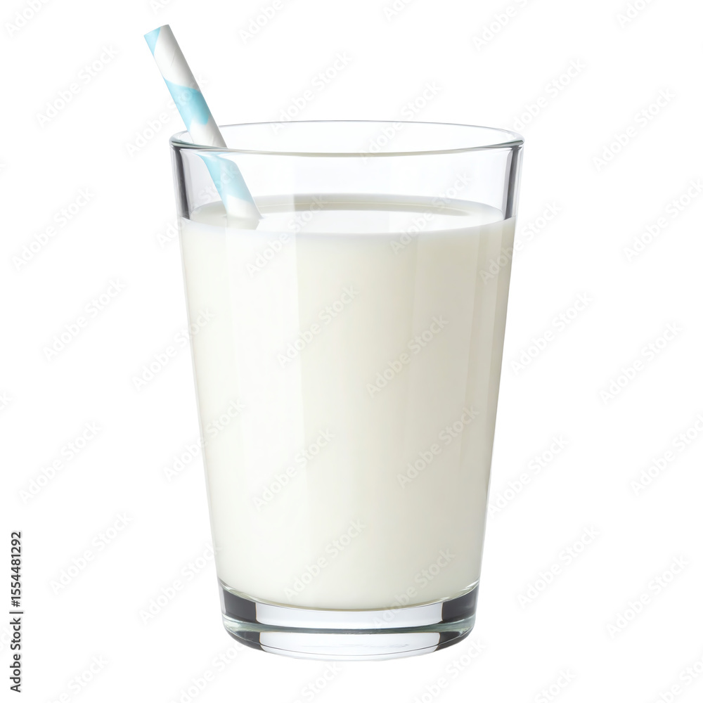 Refreshing glass of milk with a straw. Refreshing glass of milk with a straw.