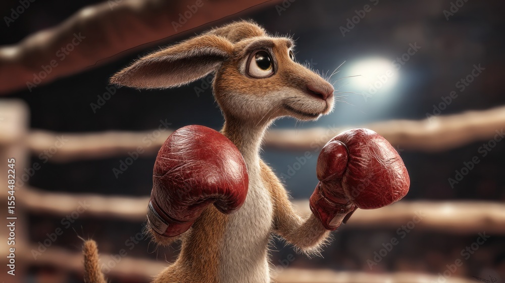 Obraz premium Cartoon kangaroo boxing