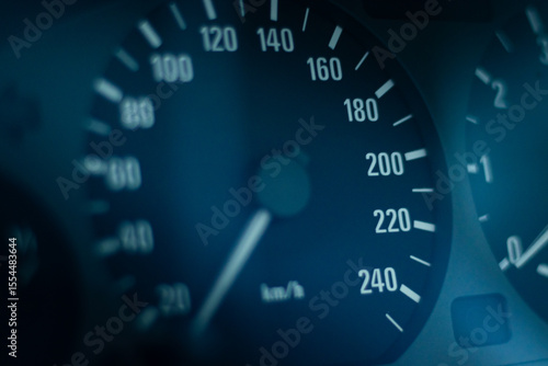 Car speedometer gauge in the shiny day. After edits.