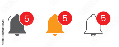 Notification Bell Icons with Red Alert Badge Count