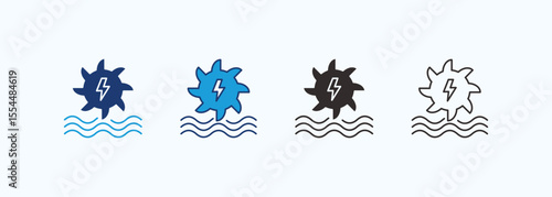 Hydropower Energy Icon Set Multiple Style Collection
