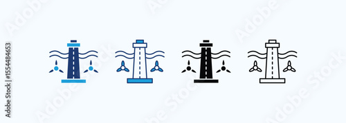 Tidal Energy Icon Set Multiple Style Collection