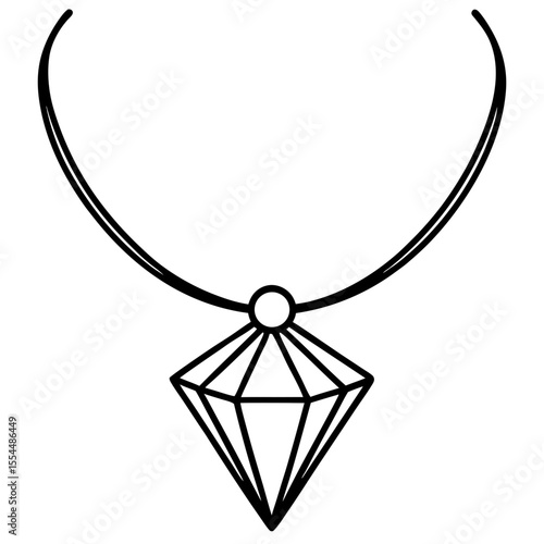 Diamond Necklace line art vector