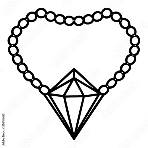 Diamond Necklace line art vector