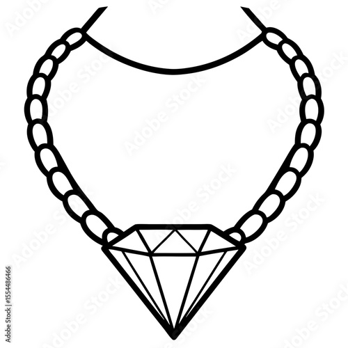 Diamond Necklace line art vector