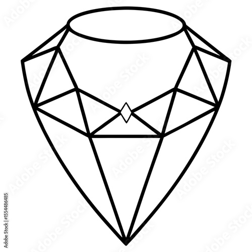 Diamond Necklace line art vector