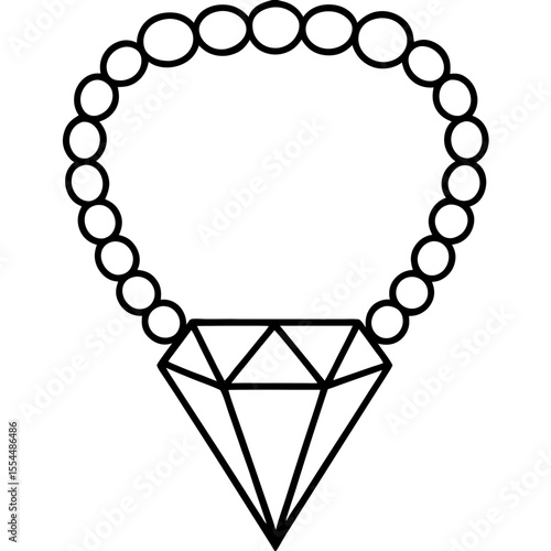 Diamond Necklace line art vector
