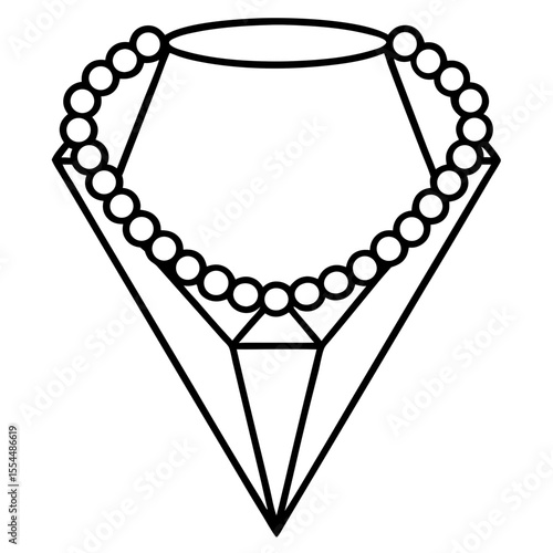 Diamond Necklace line art vector