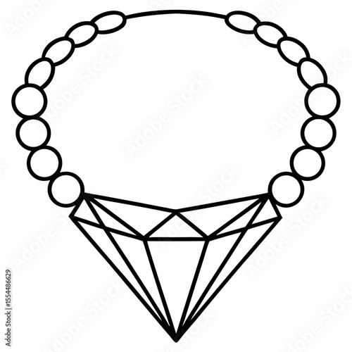 Diamond Necklace line art vector