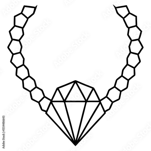 Diamond Necklace line art vector